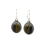 Handmade 925 Sterling Silver Cabochon Iron Zebra Jasper Oval Earrings .