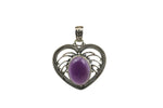 Handmade 925 Sterling Silver Amethyst Gemstone In Antique Heart Pendant.