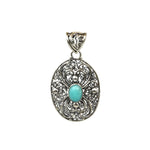 Handmade 925 Sterling Silver Antique Decorative Pendant With Oval Smooth Amazonite Gemstone.