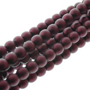 6MM CZECH GLASS PEARLS MATT BURGUNDY