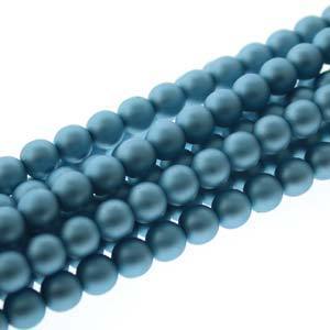 8MM CZECH GLASS PEARLS MATT CERULEAN