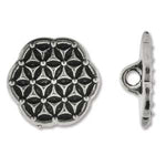 BUTTON FLOWER OF LIFE -16mm ANT SILVER PLATE
