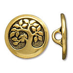 BUTTON BIRD IN A TREE GOLD PLATED