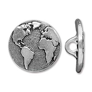 BUTTON EARTH SILVER PLATED