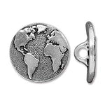 BUTTON EARTH SILVER PLATED