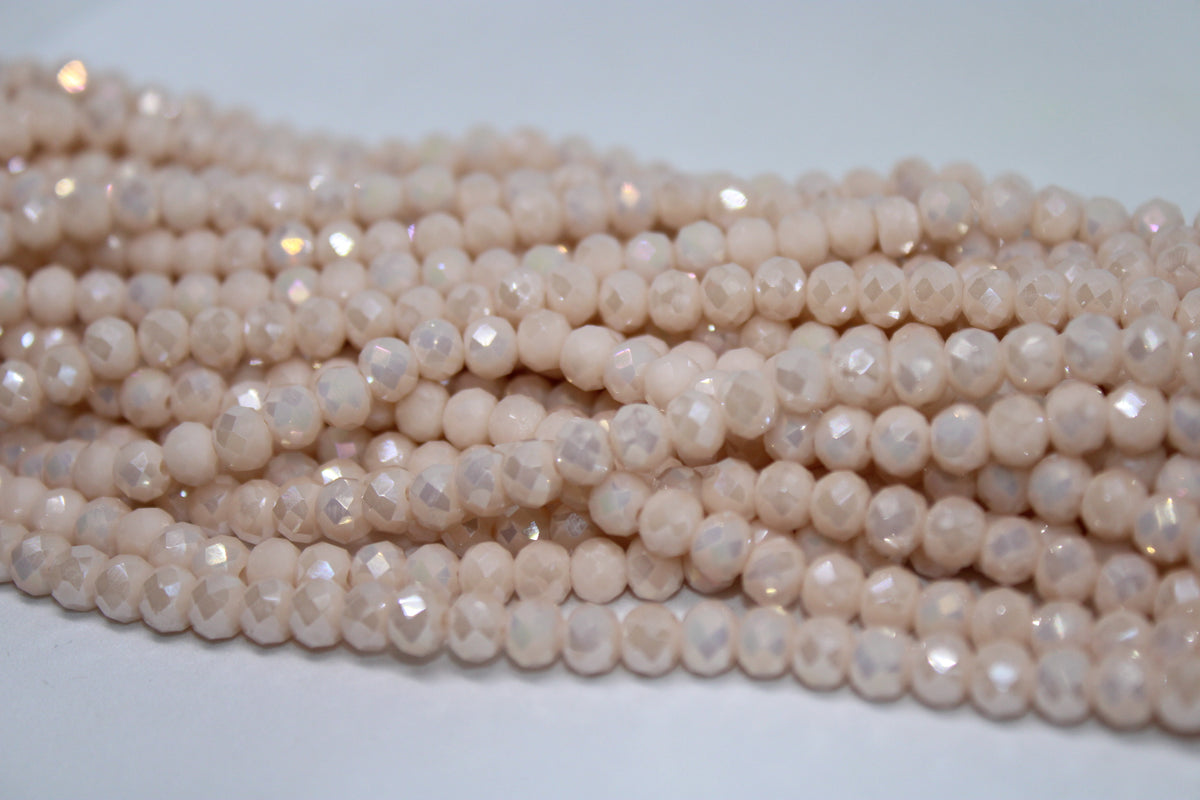 Apricot Pink Faceted Czech Glass 6mm, 9.5 inches Strand