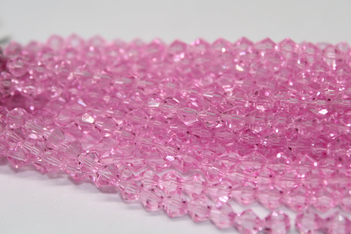 Pink Czech Glass 6mm, 6 inches Strand