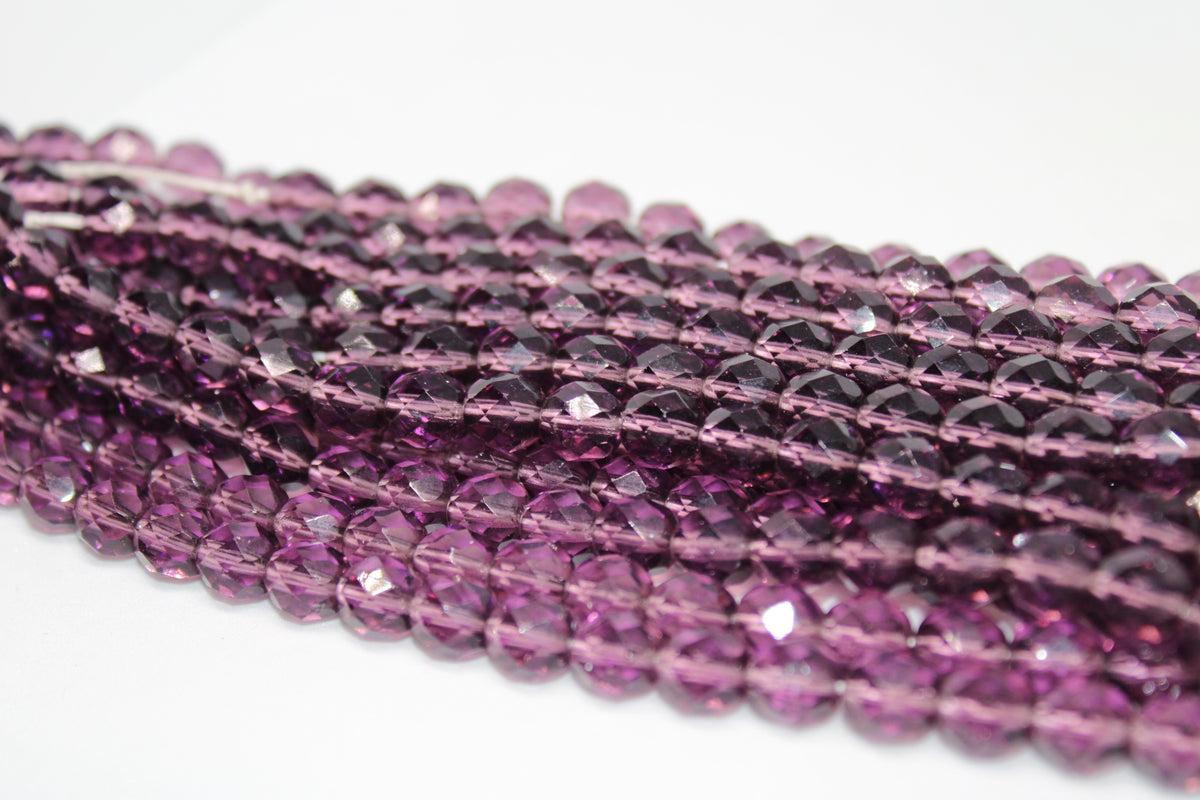 Purple Faceted Czech Glass Beads 8mm, 7.5 inches Strand