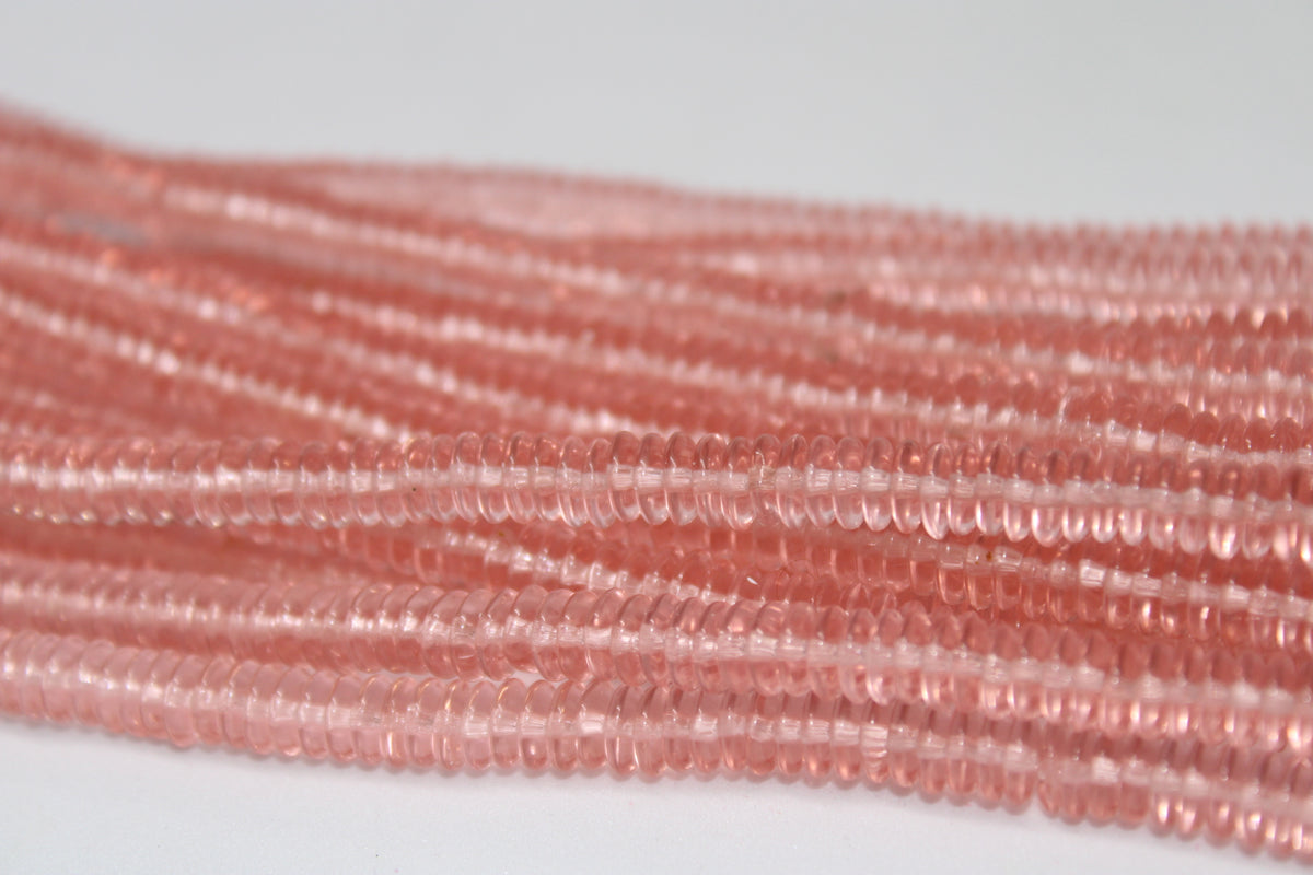 Pink Rondelle Czech Glass 6mm, 8 inches Strand