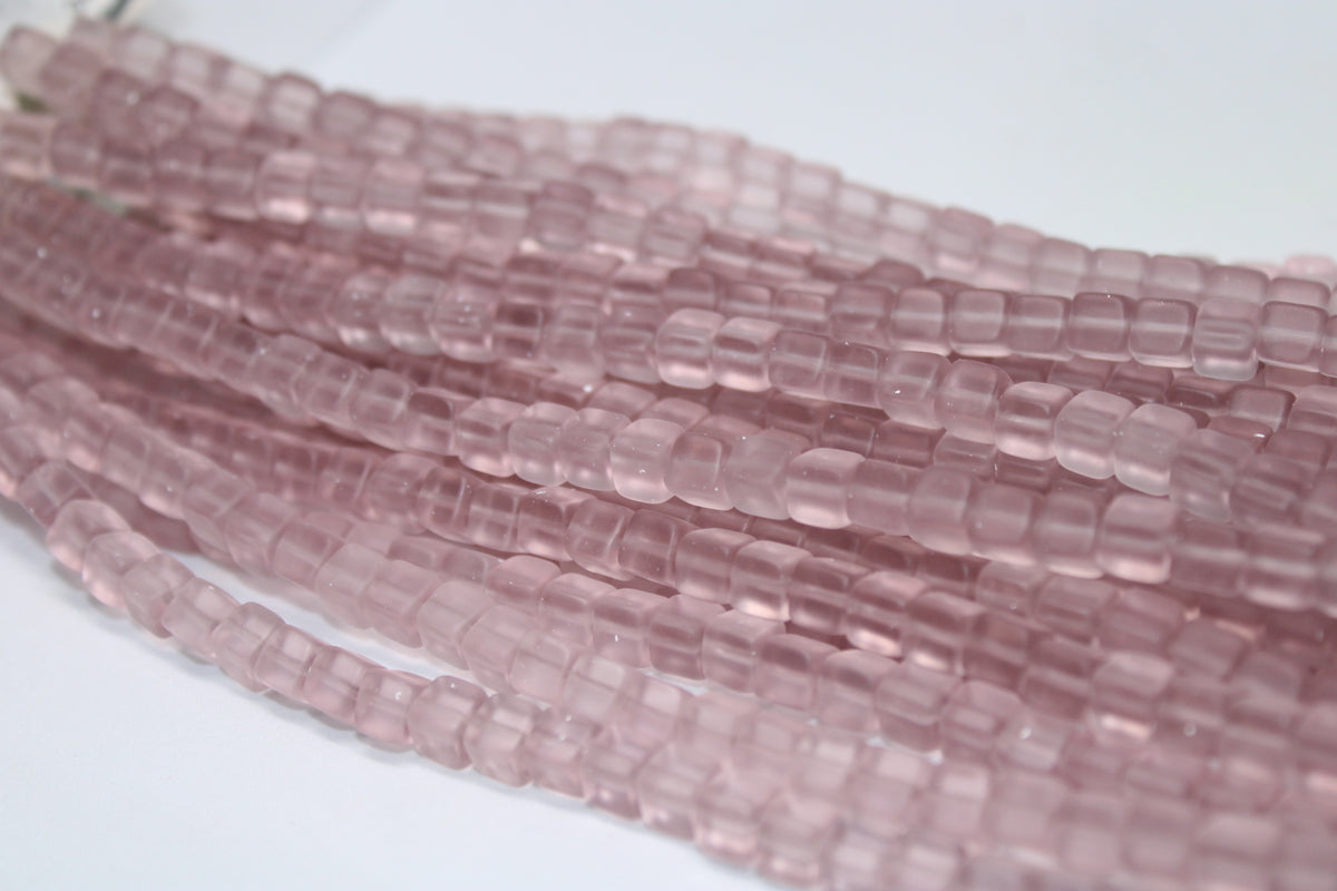 Old Rose Cube Czech Glass 6mm, 8 inches Strand