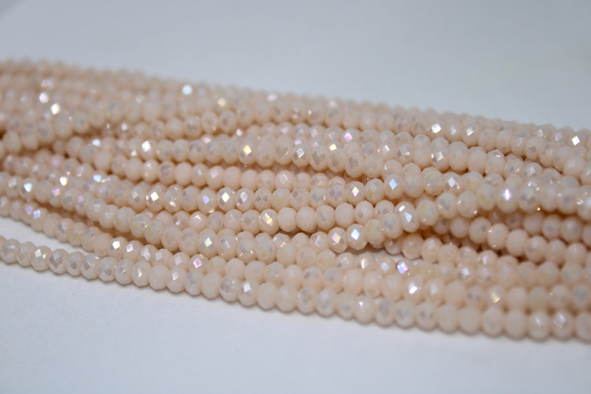 Apricot Pink Faceted Czech Glass 4mm, 9.5 inches Strand