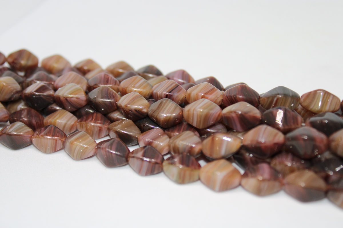 Purple and Brown Czech Glass 13mm x 8mm, 8 inches Strand