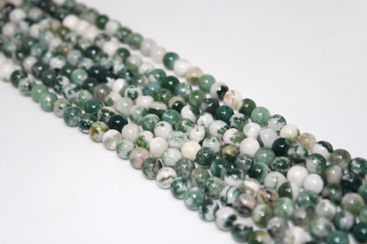 Tree Agate Round Smooth Beads, 16 inches Strand