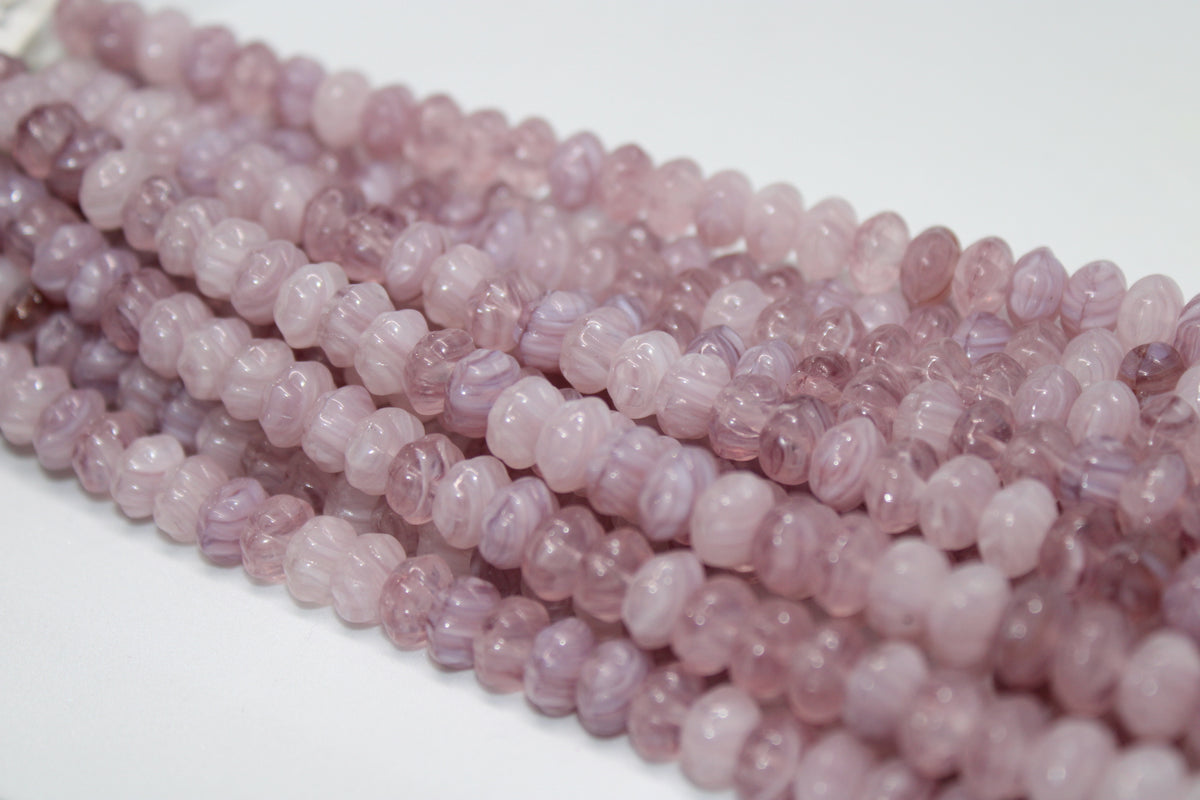 Light Purple Czech Glass Flowers 8mm, 8 inches Strand