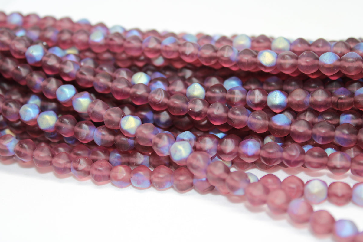 Purple Matte Czech Glass 6mm, 8 inches Strand