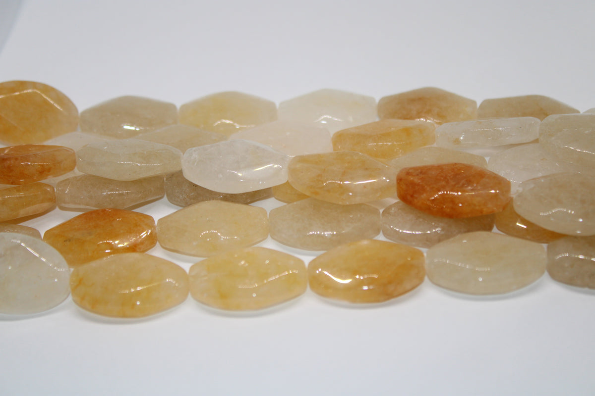 Natural Yellow Jade Free Form Smooth Oval Gemstone Bead 21x30mm