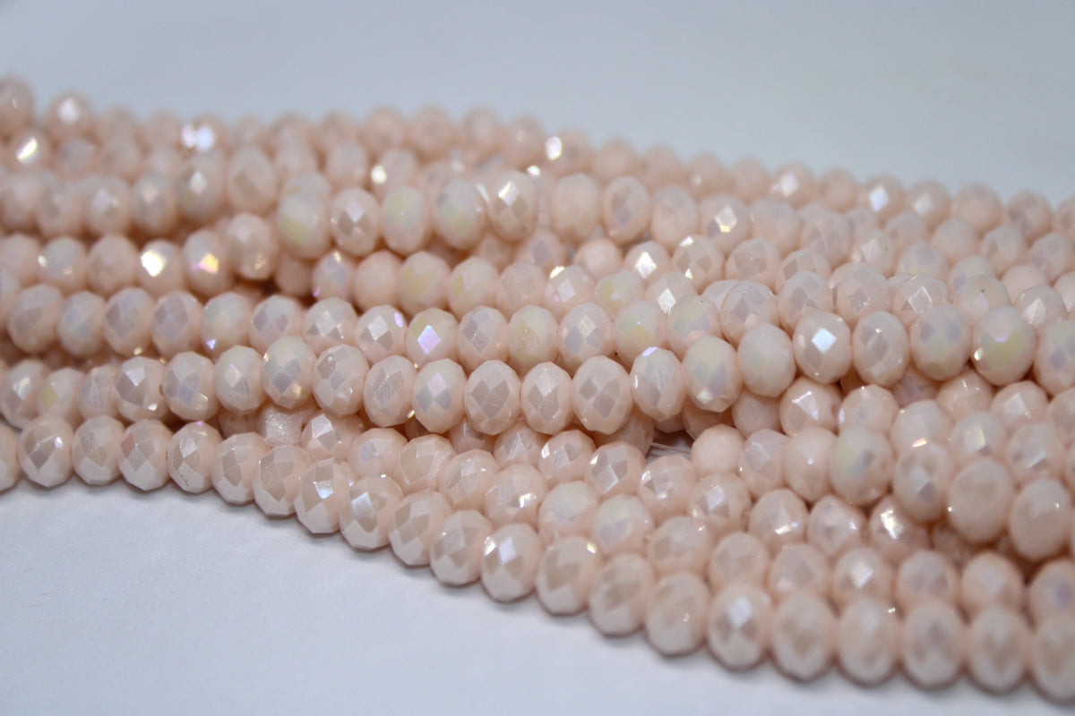 Apricot Pink Faceted Czech Glass 8mm, 8 inches Strand