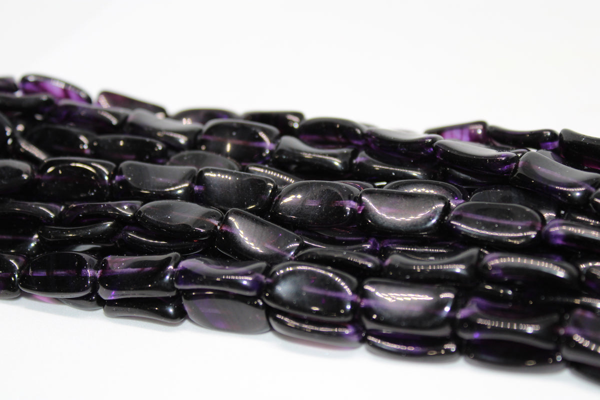 Dark Purple Czech Glass 18mm x 9mm, 7.5 inches Strand