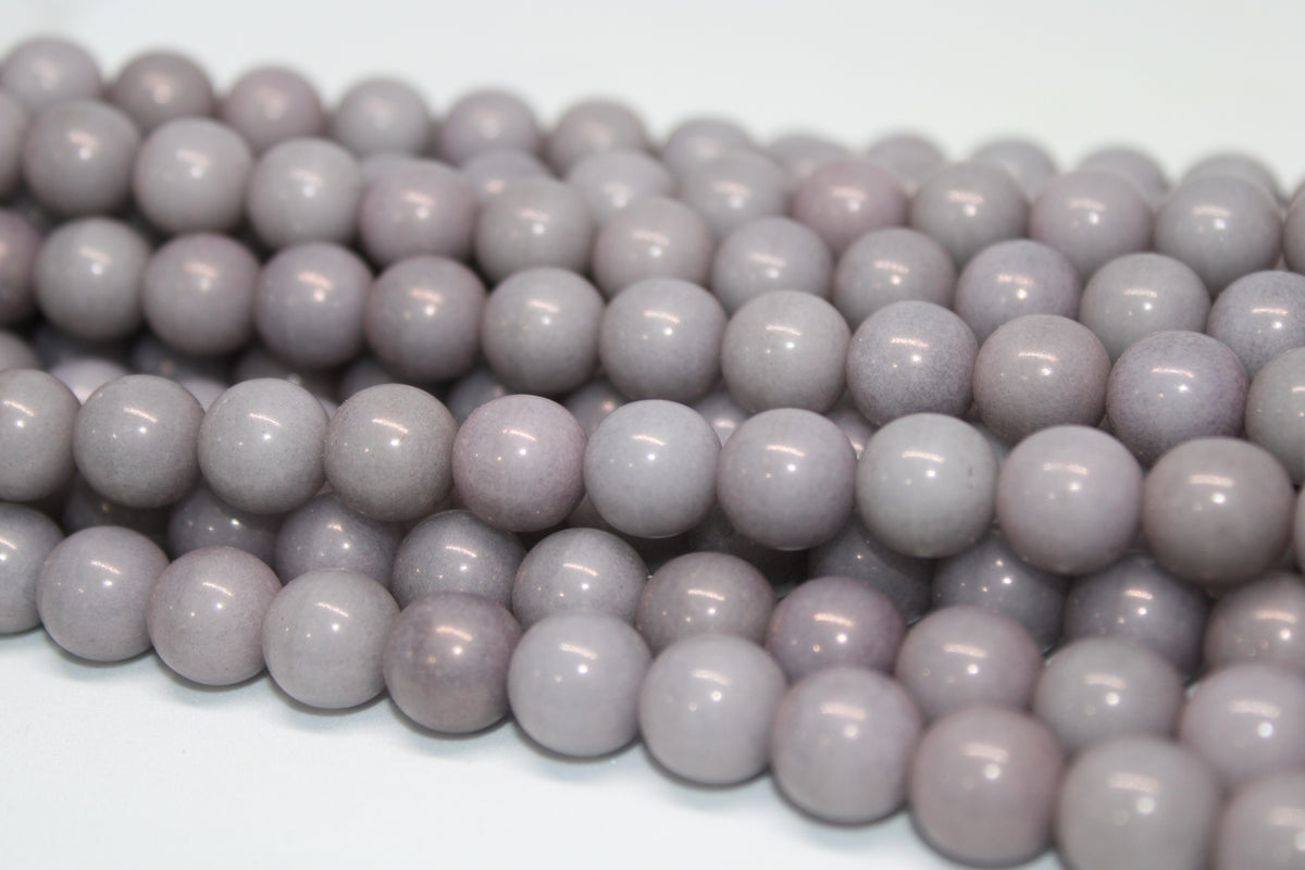 Gray Lilac Smooth Czech Glass Beads 11mm, 8 inches Strand