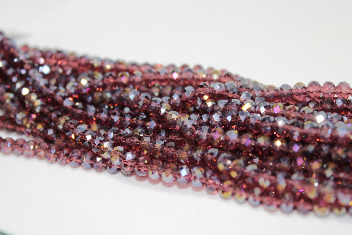 AB Mulberry Faceted Czech Glass Beads 6mm, 8 inches Strand