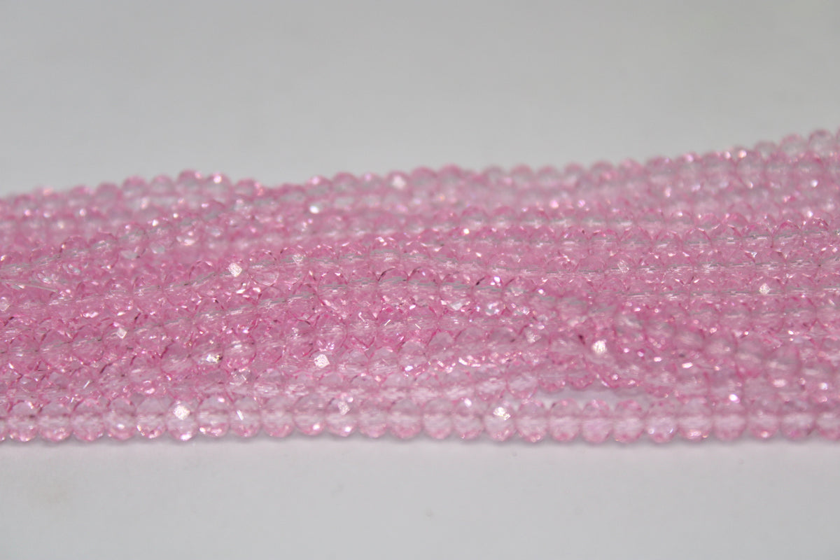 Light Pink Czech Glass Faceted 4mm, 9 inches Strand