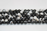 Black White Zebra Jasper Round, 16 inches Strand