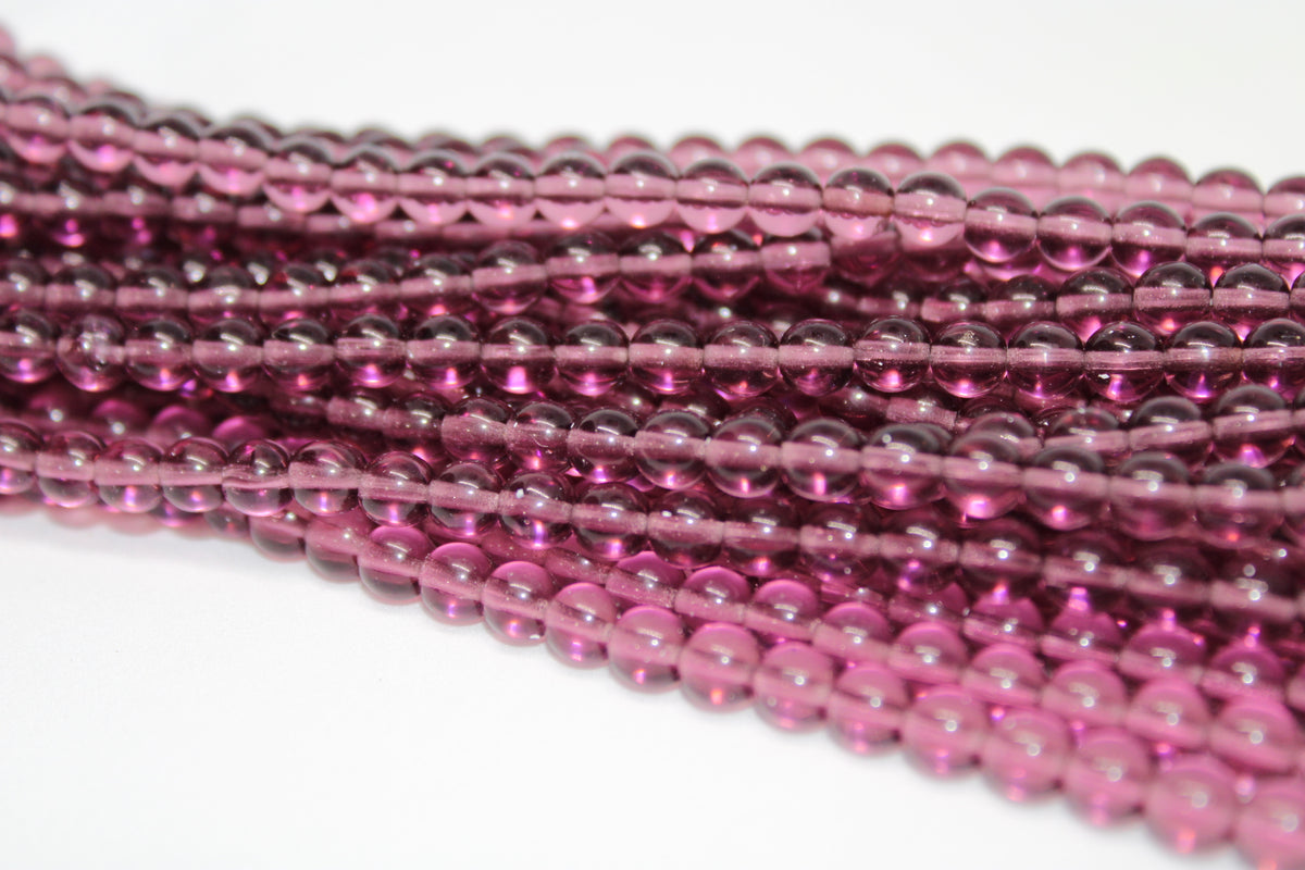 Magenta Smooth Czech Glass Beads 6mm, 8 inches Strand