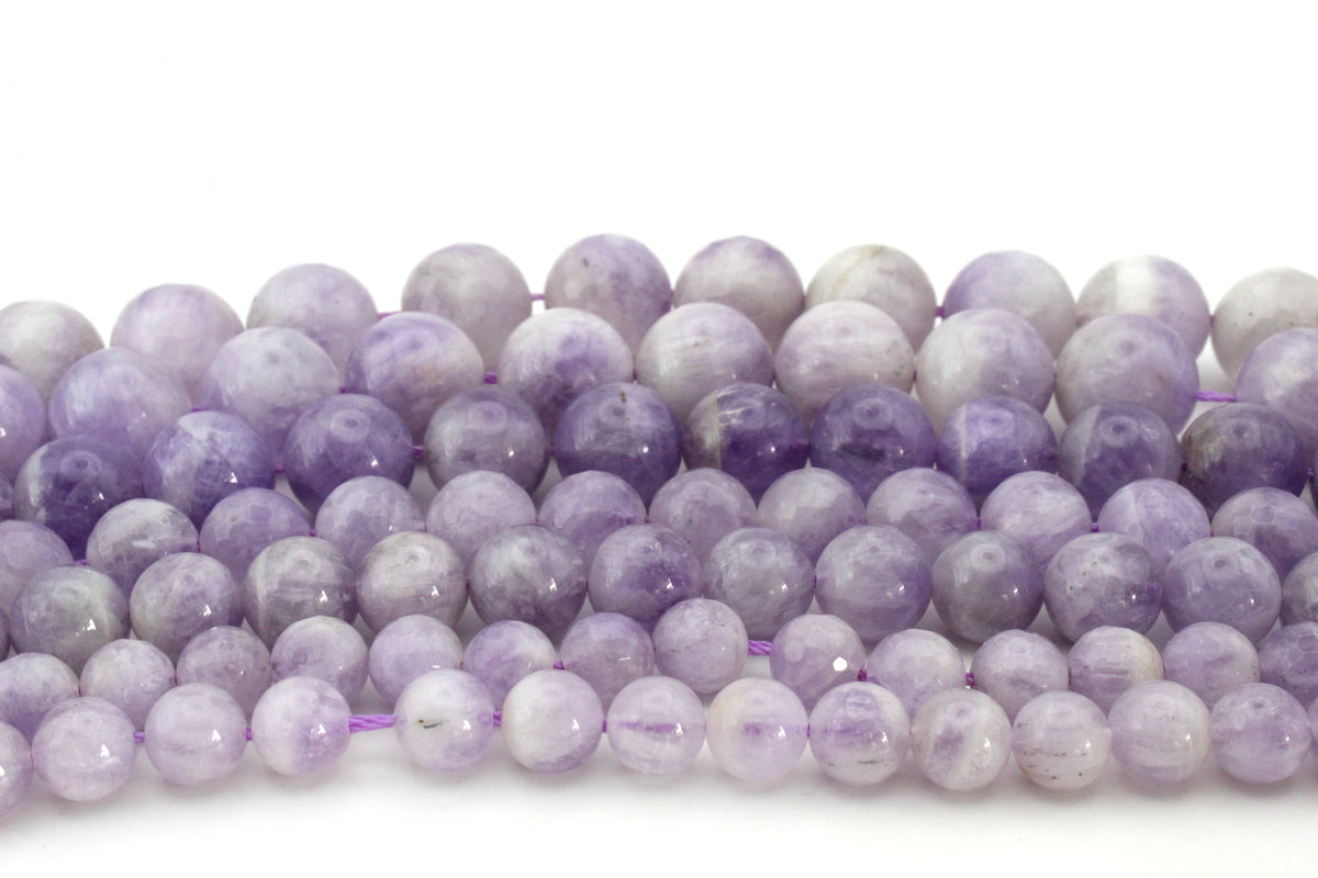 Light Amethyst Round Gemstone Beads 16" Strand