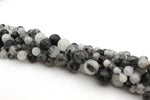 Black Rutilated Round Faceted Gemstone Beads 16" Strand
