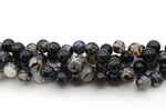 Dragon Vein Agate Round Gemstone Beads 16" Strand