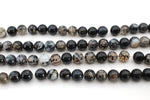 Dragon Vein Agate Round Gemstone Beads 16" Strand