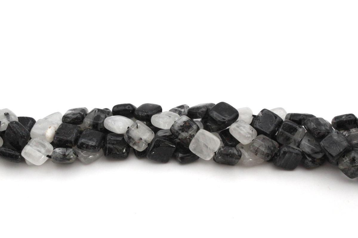 Black Rutilated Square 15 x 15 mm Gemstone Beads 16" Strand