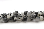 Black Rutilated Round Gemstone Beads 16" Strand