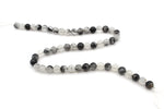 Black Rutilated Round Gemstone Beads 16" Strand