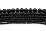 Black Onyx Round Smooth Gemstone Beads 16" Strand