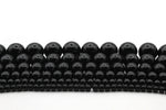 Black Onyx Round Smooth Gemstone Beads 16" Strand