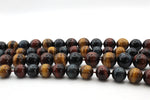 Marble Tigers Eye Round Smooth Gemstone Beads 16" Strand
