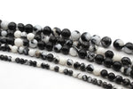 Black White Zebra Jasper Round, 16 inches Strand