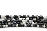 Black White Zebra Jasper Round, 16 inches Strand