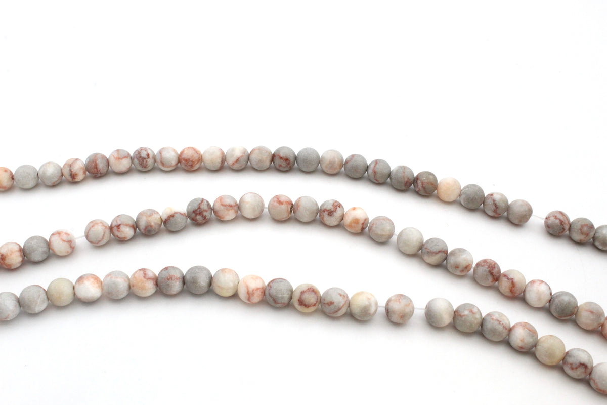 Red Picasso Jasper Round Gemstone Beads 16" Strand