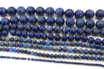 Lapis Lazuli Round Gemstone Beads 16" Strand