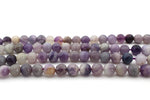Purple Flower Flourite Round Gemstone Beads 16" Strand