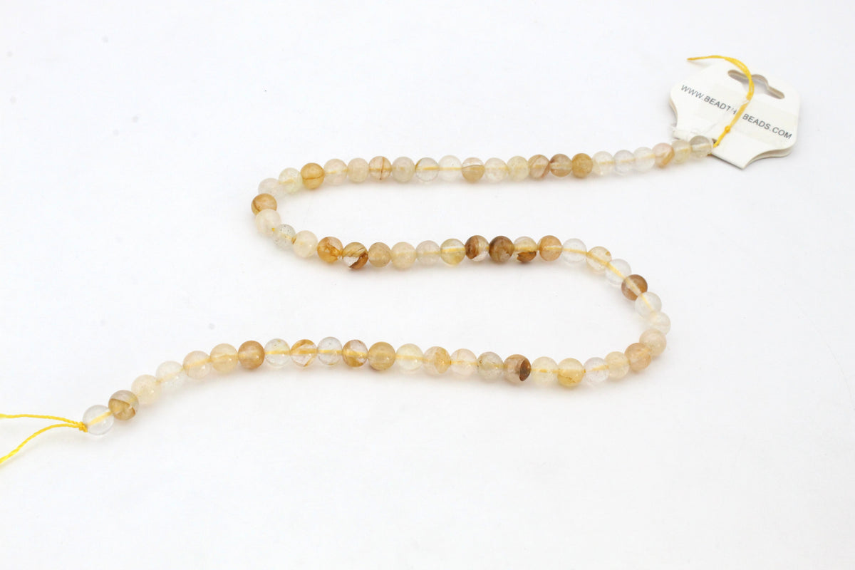Yellow Tangerine Round Gemstone Beads 16" Strand