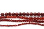 Carnelian Stone Round Faceted Grade AAA Gemstone Beads 16" Strand