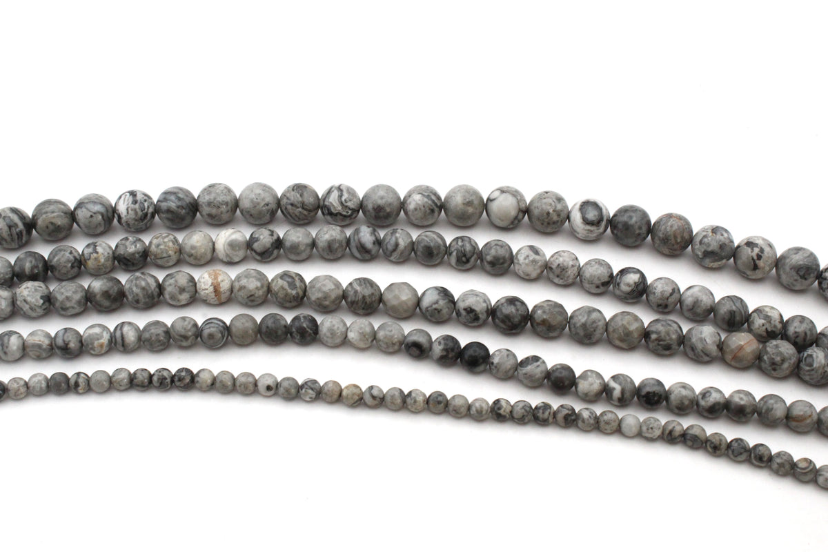 Map Jasper Round Gemstone Beads, 16 inches Strand