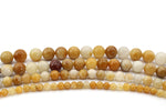 Yellow Jade Round Gemstone Beads, 16 inches Strand