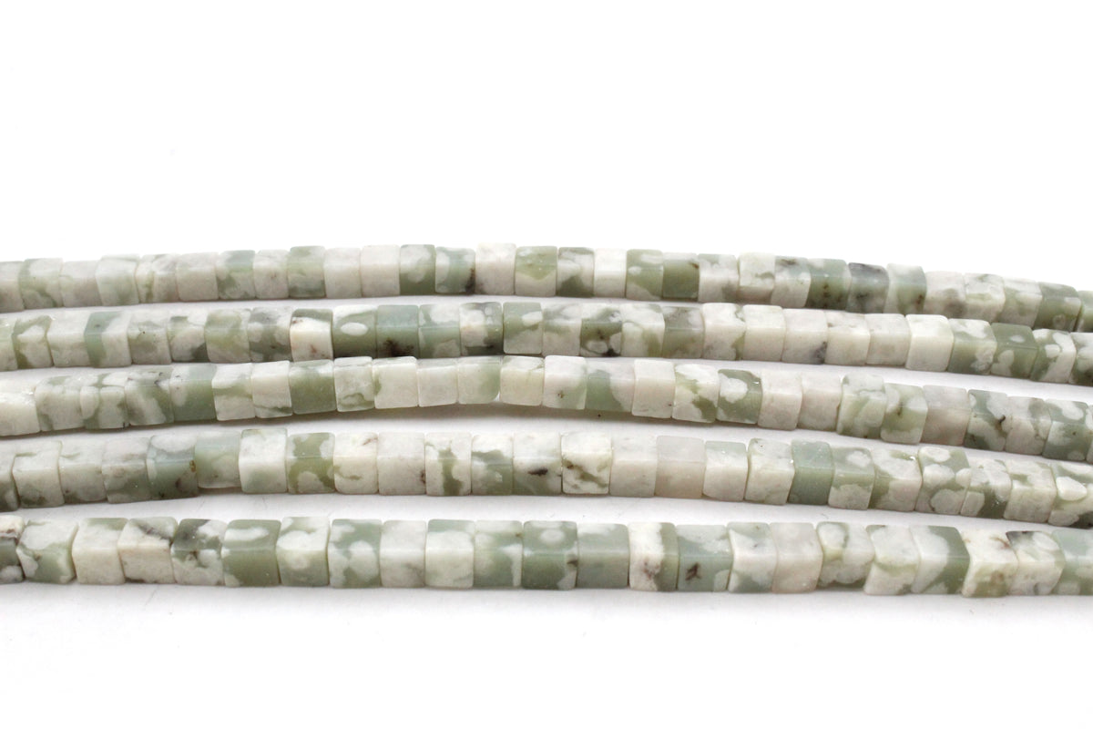 Peace Jade Cube 5 x 5 mm Gemstone Beads