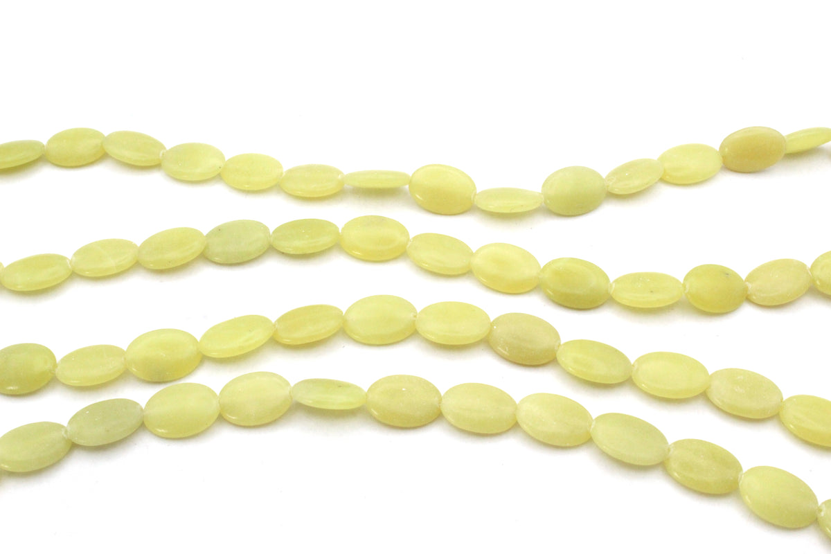 Olive Jade Oval Flat 10 x 14 mm Gemstone Beads