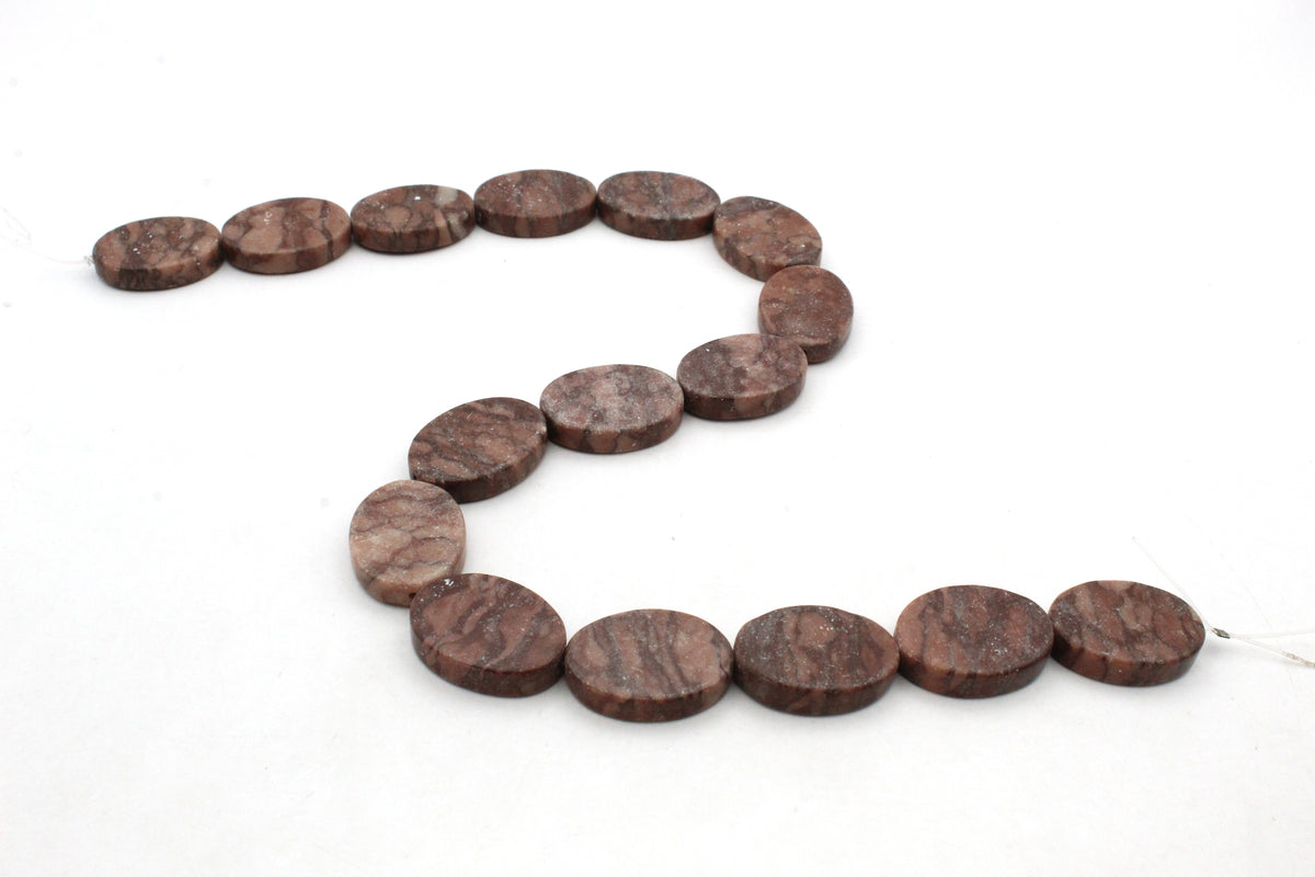 Coco Jasper Oval Flat 18 x 25 mm Gemstone Beads 16" Strand