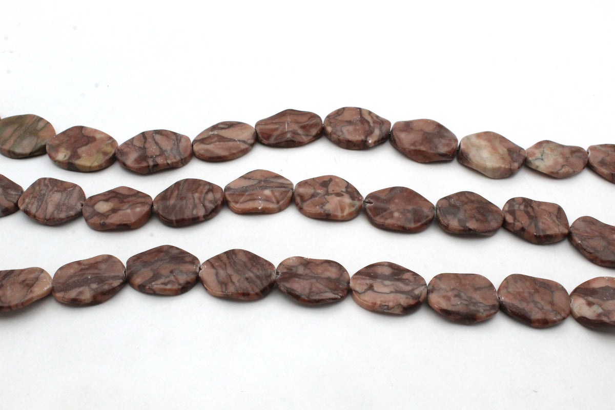 Coco Jasper Lotus Wavy 18 x 24 mm Gemstone Beads 16" Strand